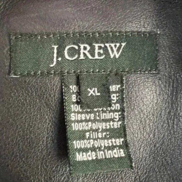 Vintage J. Crew Men's Black Leather Button Down Car Coat Jacket Size XL - Picture 3 of 5